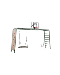 BERG PlayBase Rahmen Extra Large TL Green + Kletterwand + Nestschaukel + Basketballkorb + Schaukel 22.61.06.00
