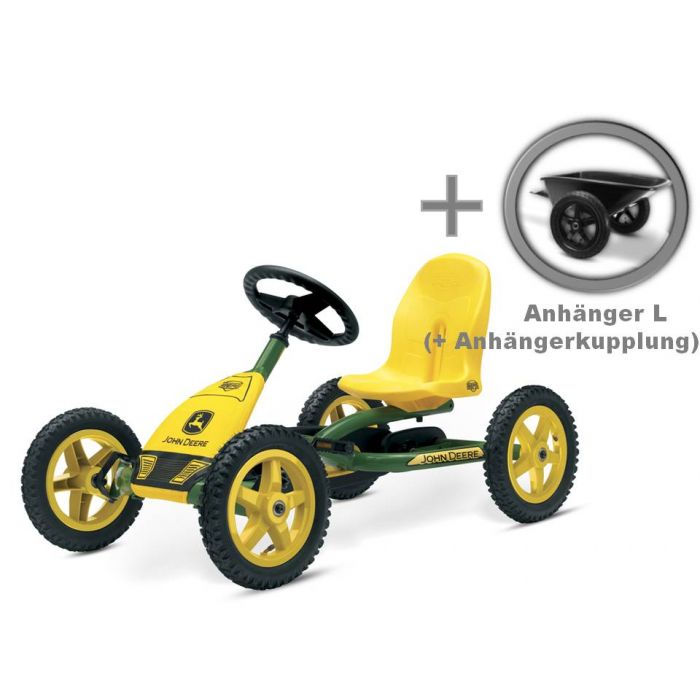 Kinder-Gokart  BERG Buddy John Deere BFR Pedal Gokart 24.21.24.01 +  Anhänger L + Anhängerkupplung!